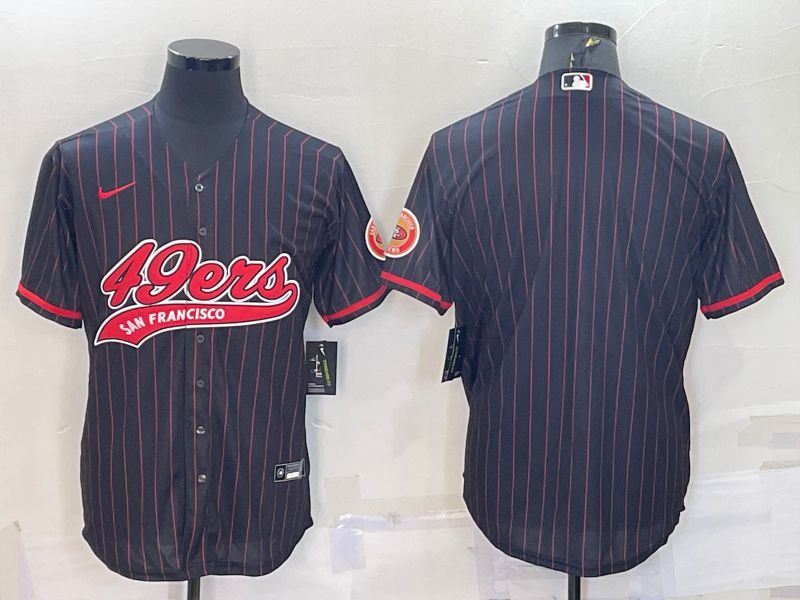 Men San Francisco 49ers Blank Black red stripe 2022 Nike Co branded NFL Jerseys